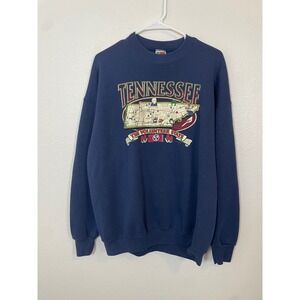 VTG Fruit of the Loom Tennessee Sweatshirt Unisex XL Navy Blue Graphic Map